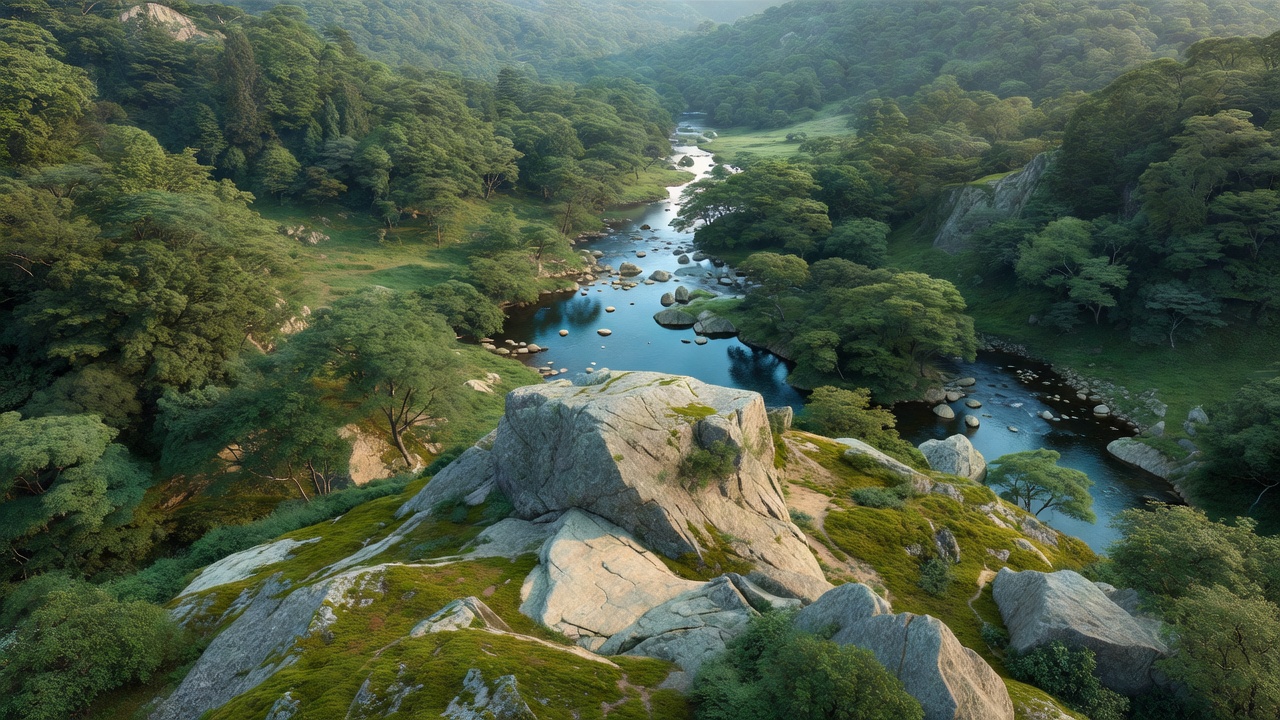 岩尾根の渓流 - Rocky ridge forest brook